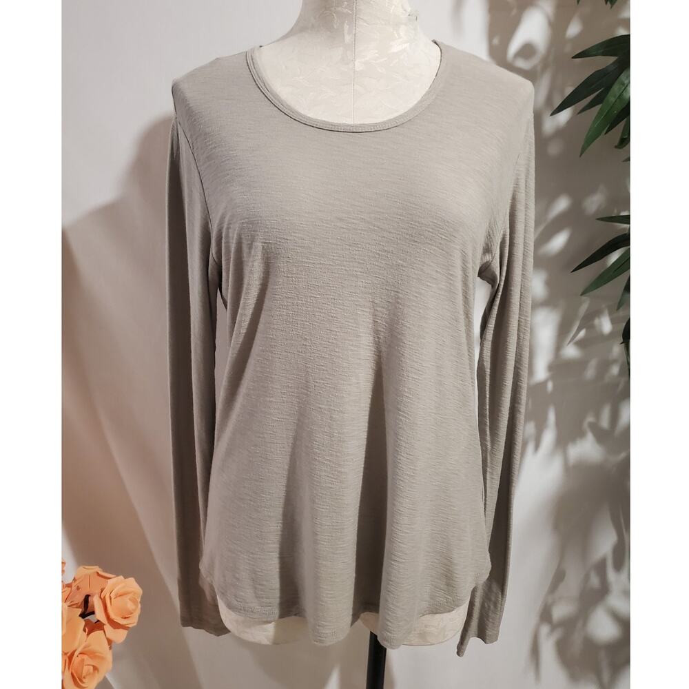 Standard James Perse Sheer Slub Long Sleeve Crew Cotton Modal Top 3 US L Taupe